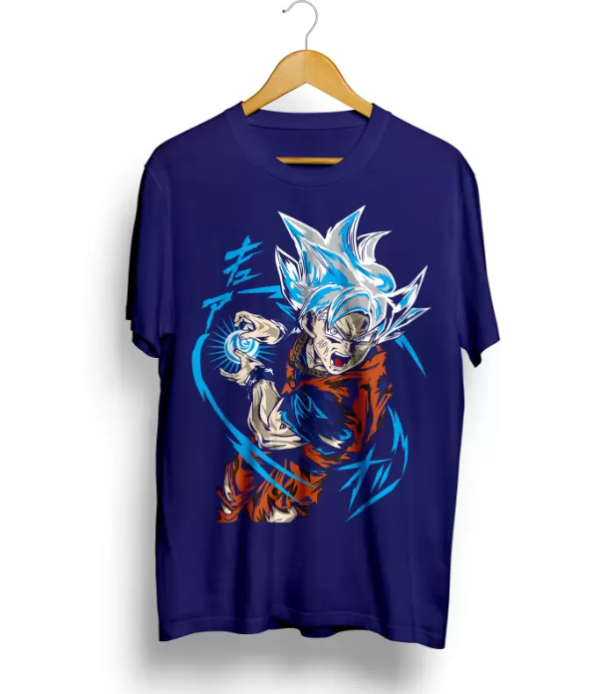 goku ssj blue printed t shirt