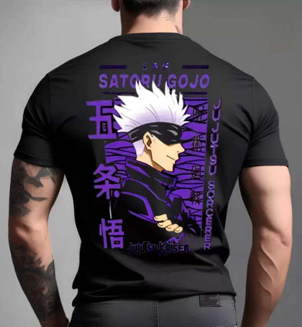 gojo saturo anime t shirt - Image 2