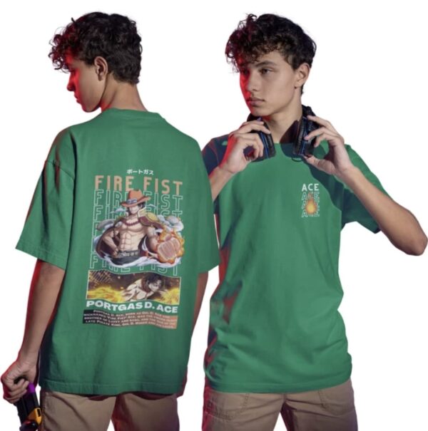 Premium Cotton Anime Printed T Shirt - Fire Fist Ace Design - Image 3