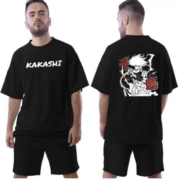kakashi printed pure cotton black t shirt