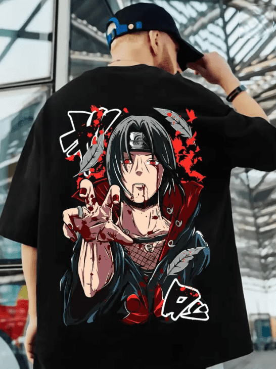 itachi uchiha shariangan anime printed t shirt