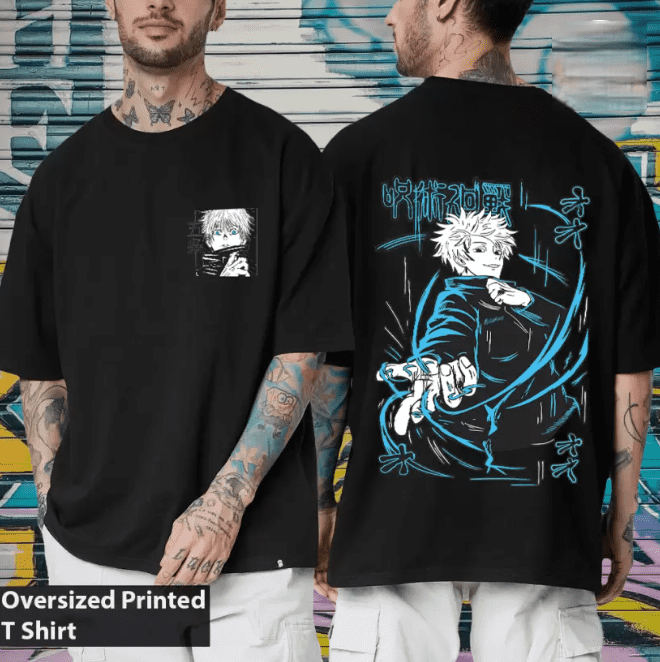 gojo saturo anime printed t shirt - Image 2